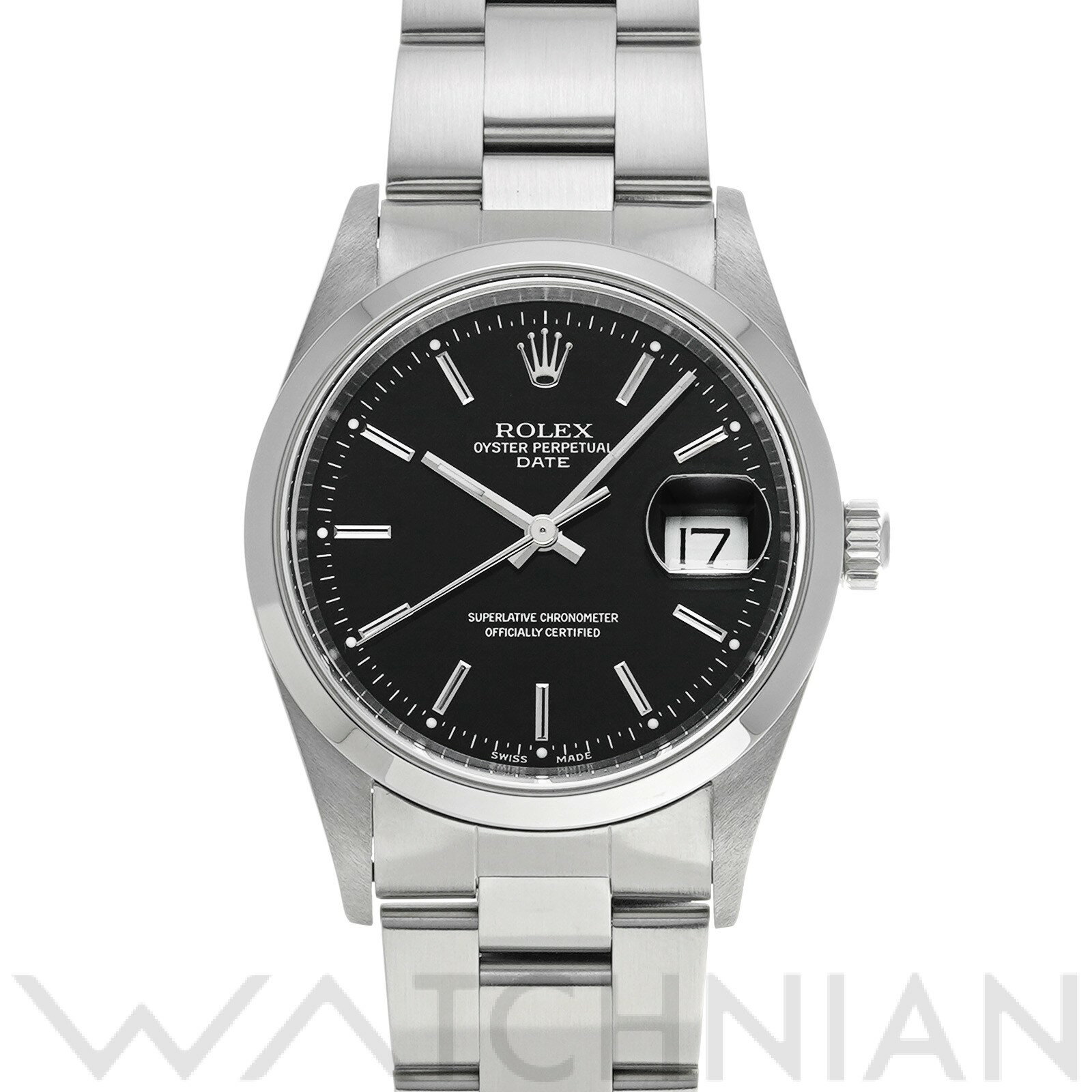 【中古】 ロレックス ROLEX オイスターパーペチュアル デイト 15200 K番(2001年頃製造) ブラック メンズ 腕時計