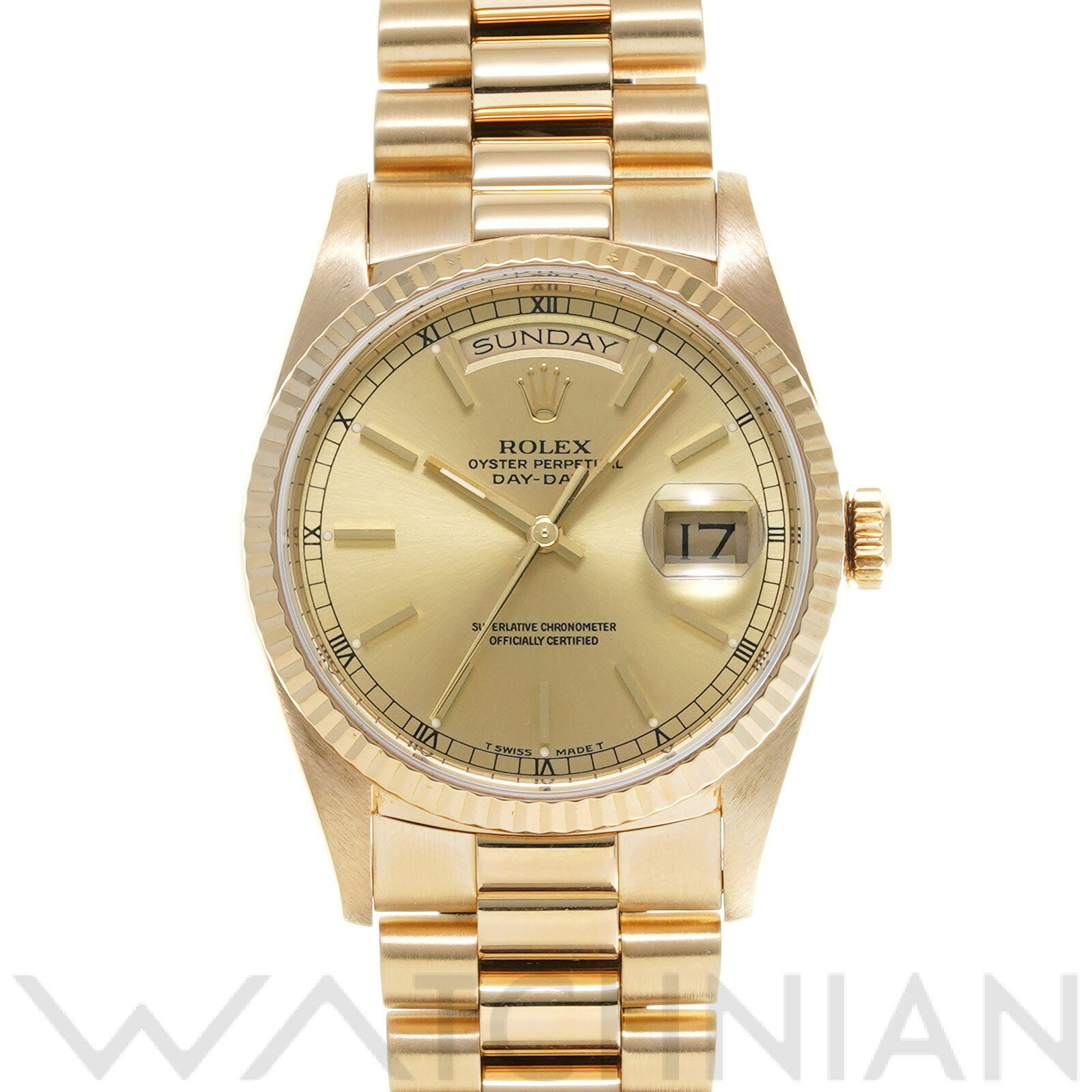 【中古】 ロレックス ROLEX デイデイト 18238 L番(1990年頃製造) シャンパン メンズ 腕時計