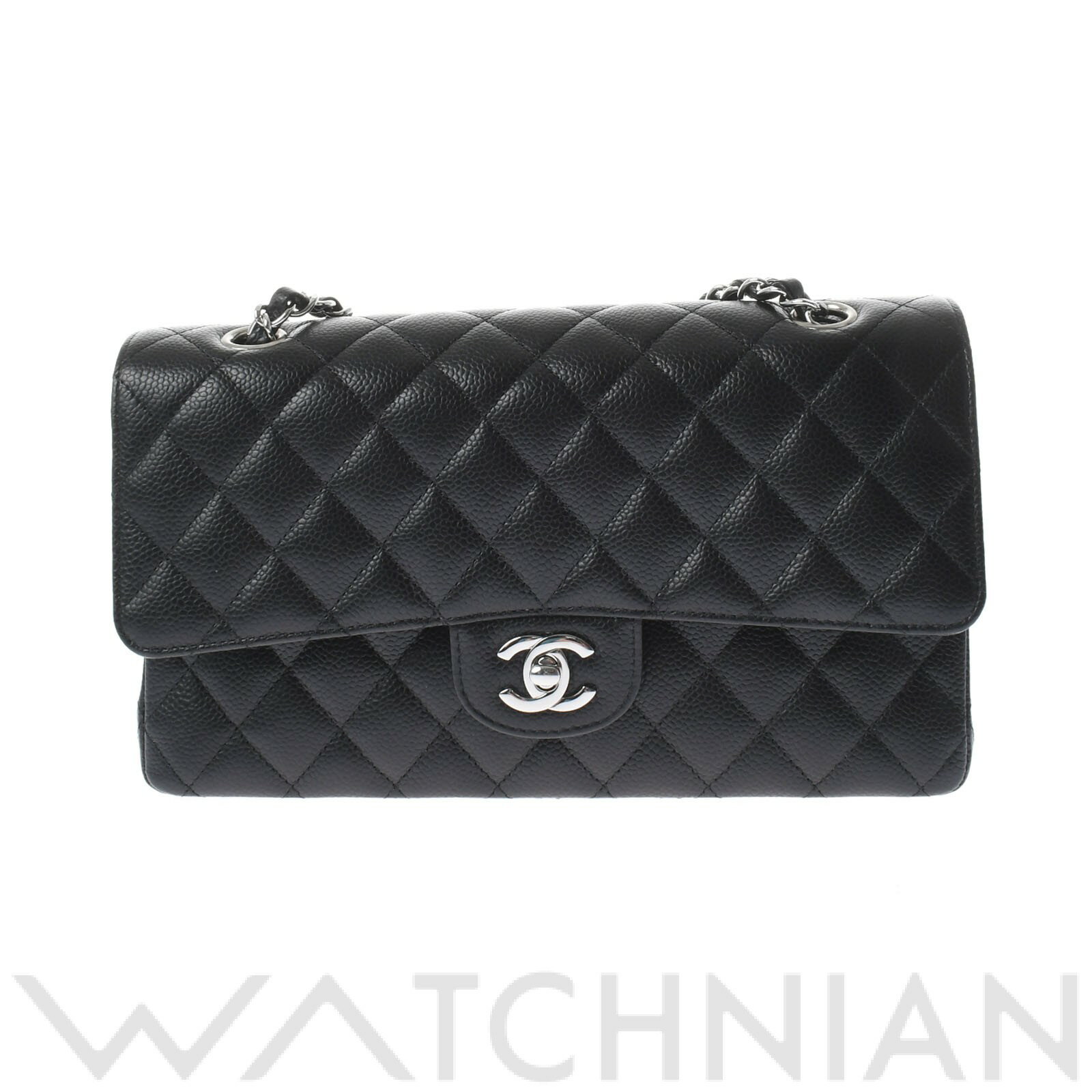【未使用品】 シャネル CHANEL マトラッセ Wフラップチェーンショルダー25 黒/シルバー金具 A01112 キャビアスキン レディース ショルダーバッグのサムネイル