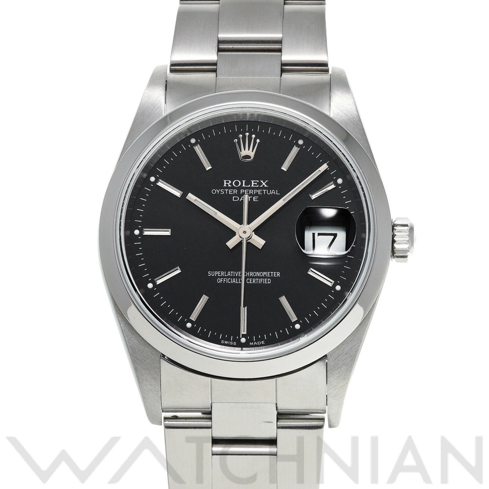 【中古】 ロレックス ROLEX オイスターパーペチュアル デイト 15200 K番(2001年頃製造) ブラック メンズ 腕時計
