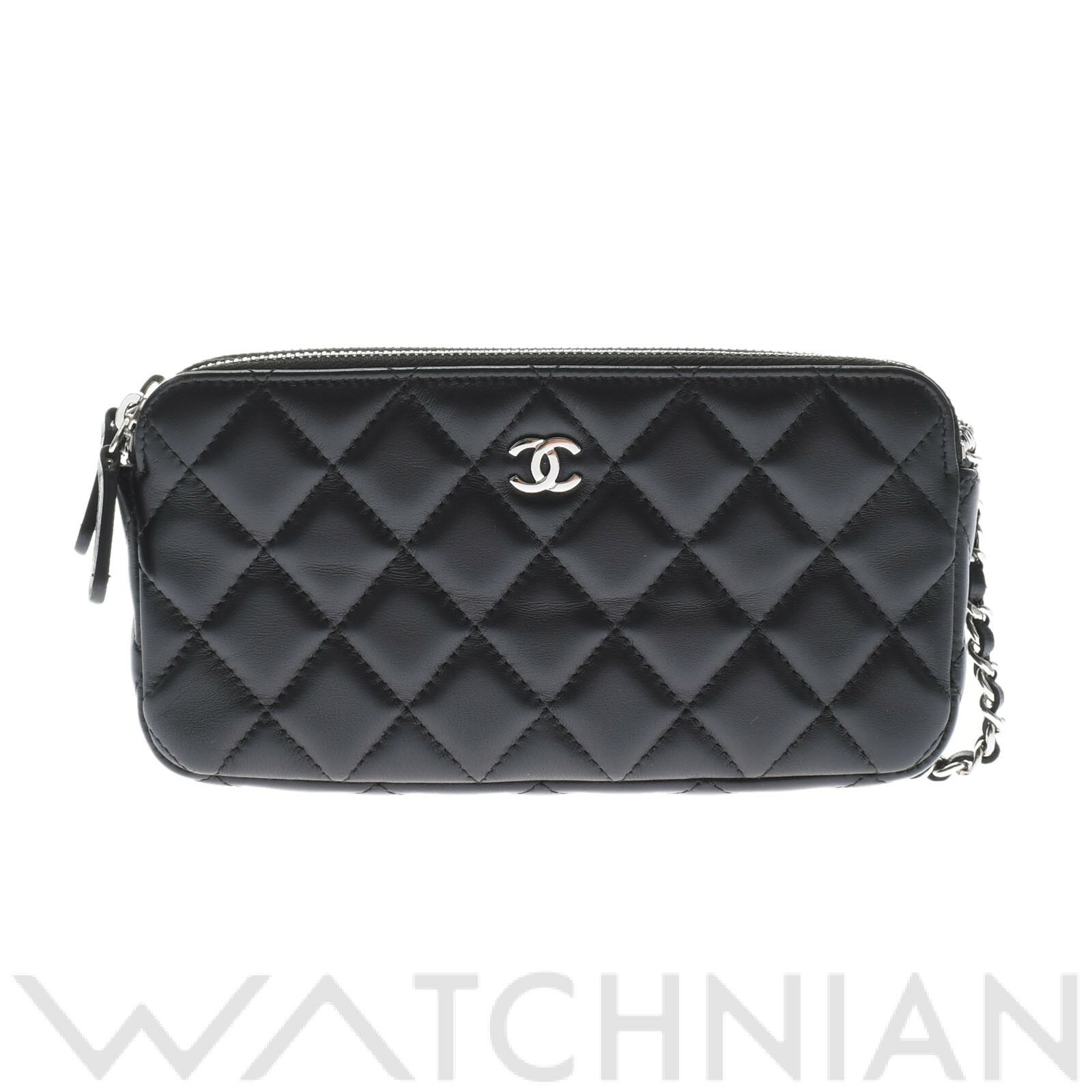 【中古】 シャネル CHANEL チェーンウォレット ブラック/シルバー金具 A82527 ラムスキン レディース ショルダーバッグのサムネイル