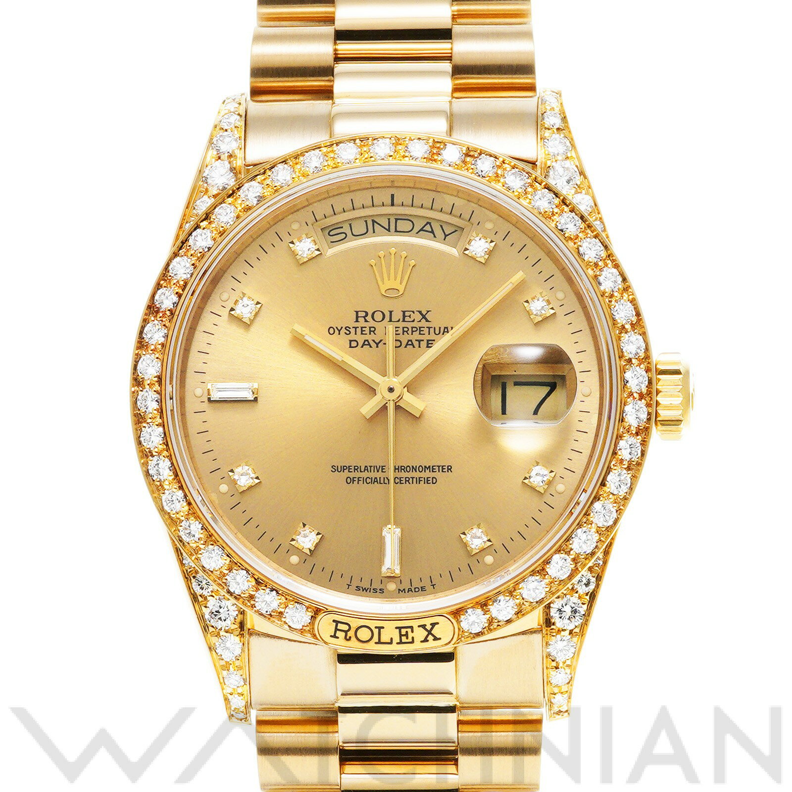 【中古】 ロレックス ROLEX デイデイト 18138A R番(1987年頃製造) シャンパン/ダイヤモンド メンズ 腕時計