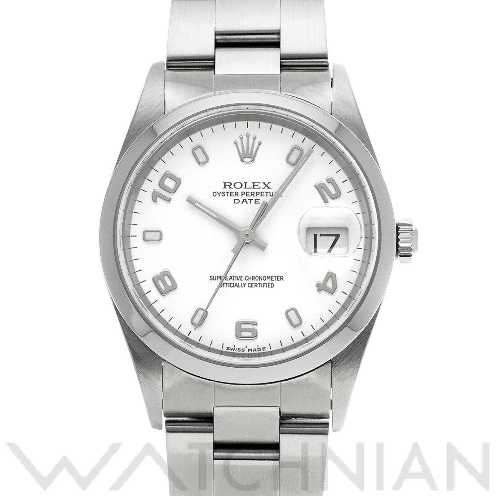 【中古】 ロレックス ROLEX オイスターパーペチュアル デイト 15200 P番(2000年頃製造) ホワイト メンズ 腕時計