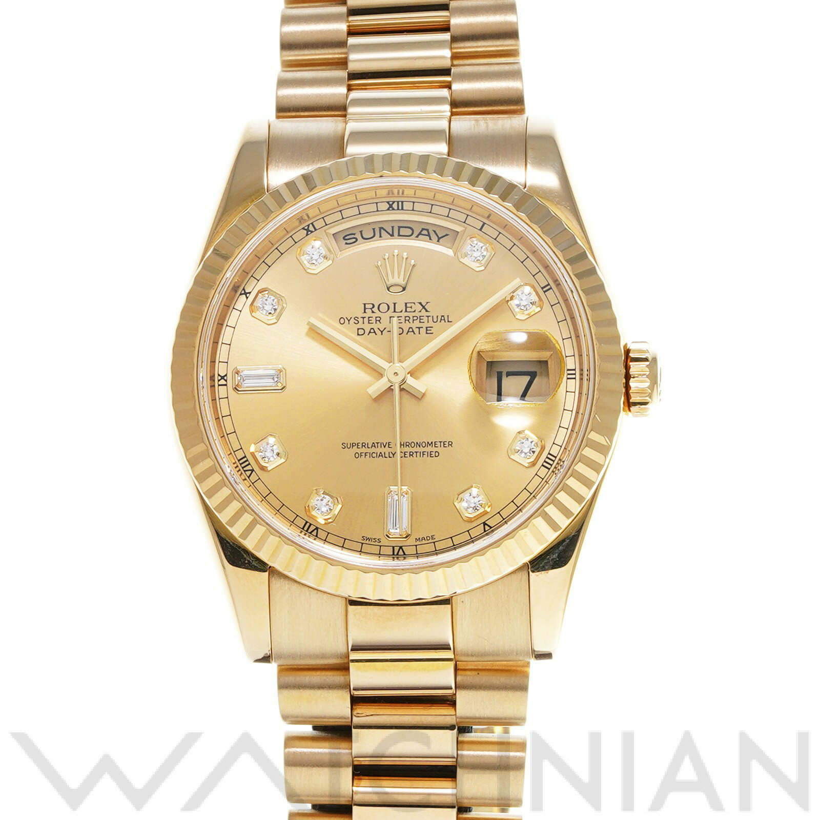 【中古】 ロレックス ROLEX デイデイト 36 118238A F番(2004年頃製造) シャンパン/ダイヤモンド メンズ 腕時計