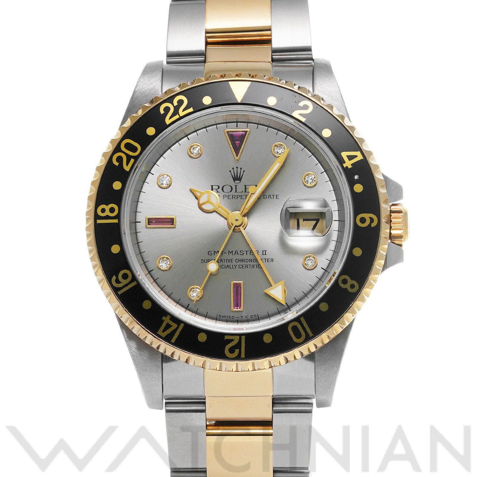 【中古】 ロレックス ROLEX GMTマスターII 16713RG A番(1999年頃製造) グレー/ダイヤモンド/ルビー メンズ 腕時計