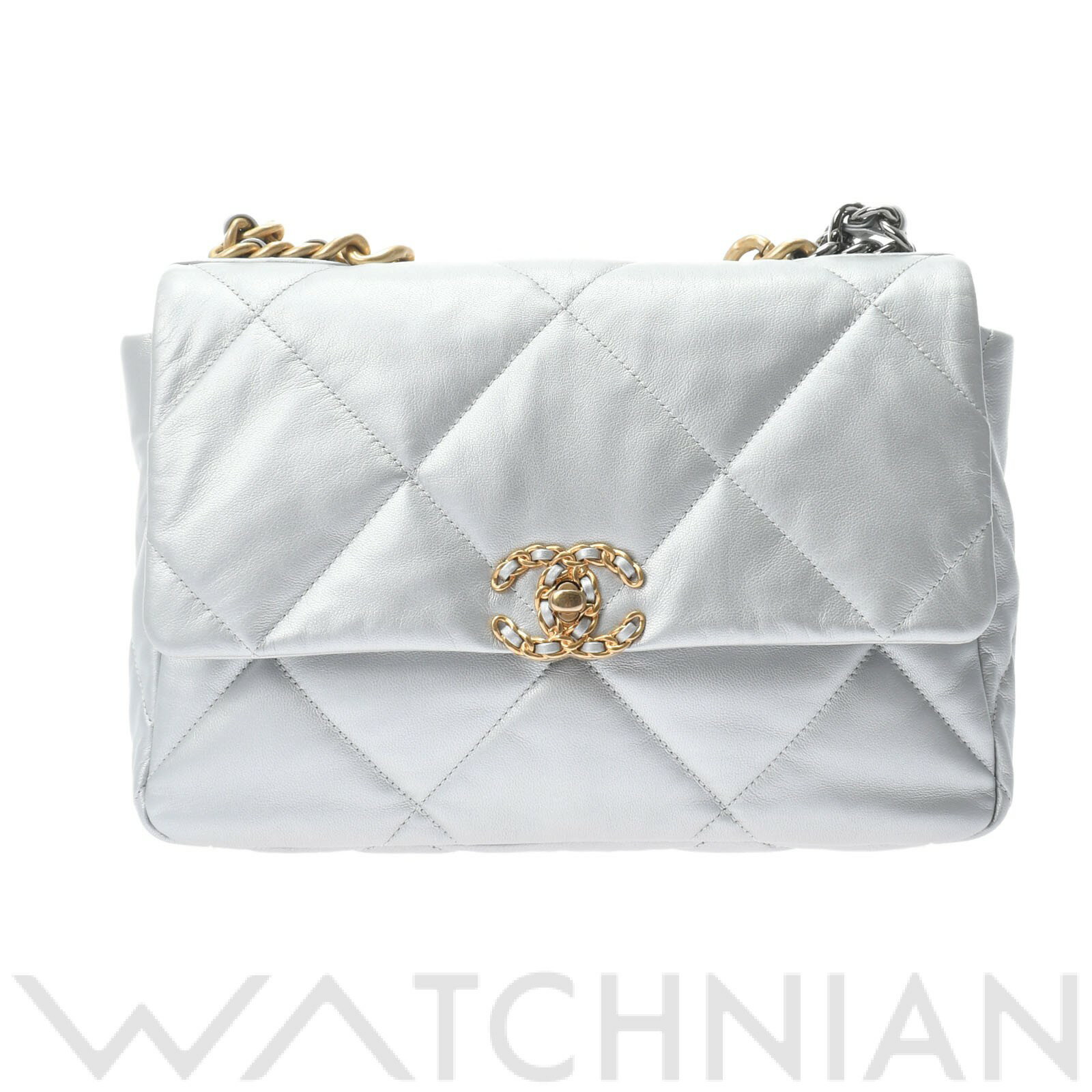 【中古】 シャネル CHANEL CHANEL19 ラージ ハンドバッグ シルバー/ゴールド/シルバー金具 AS1161 ラムスキン レディース ショルダーバッグのサムネイル