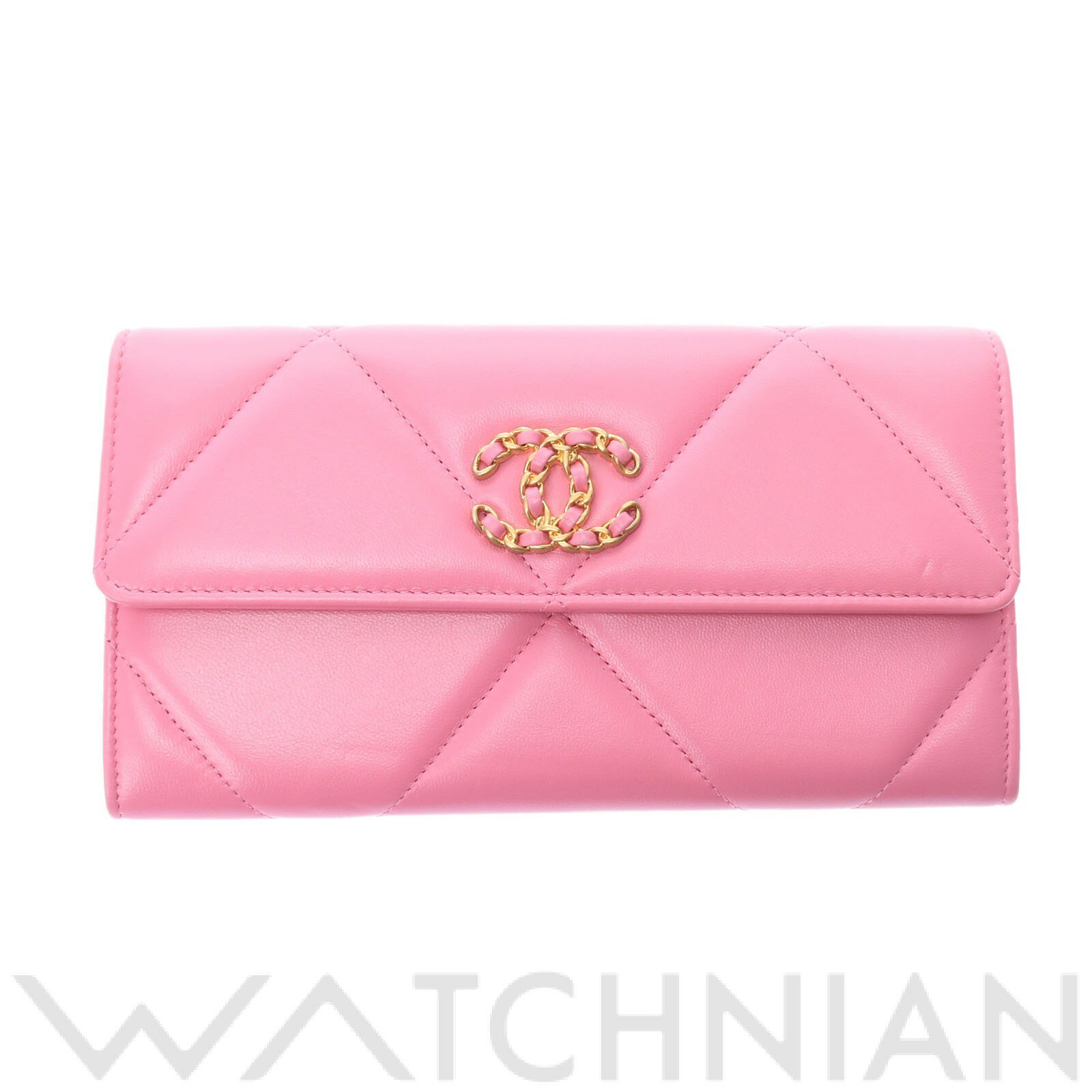 【未使用品】 シャネル CHANEL CHANEL19 ロングフラップウォレット ピンク/ゴールド金具 AP0955 ラムスキン レディース 長財布のサムネイル