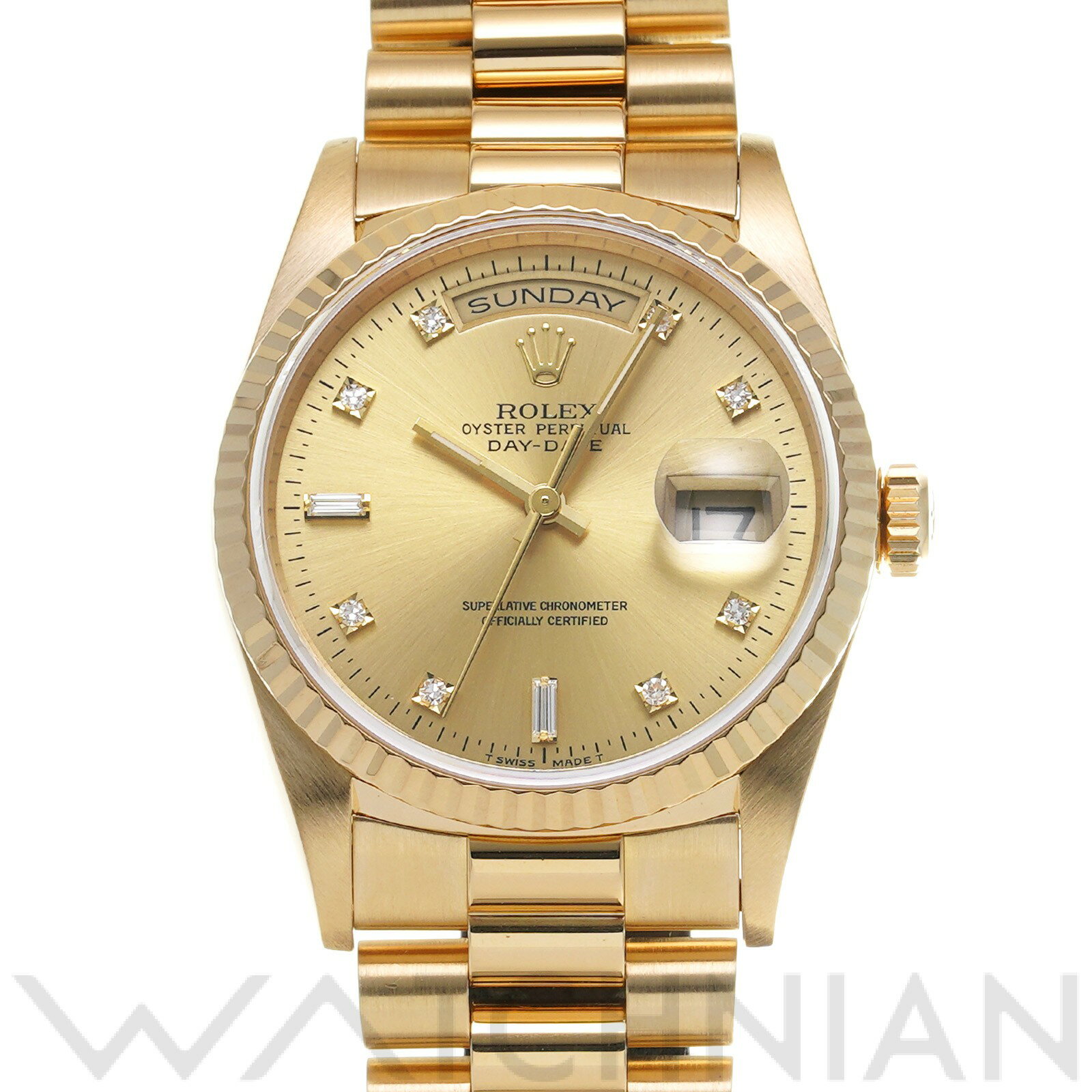 【中古】 ロレックス ROLEX デイデイト 18238A W番(1995年頃製造) シャンパン/ダイヤモンド メンズ 腕時計