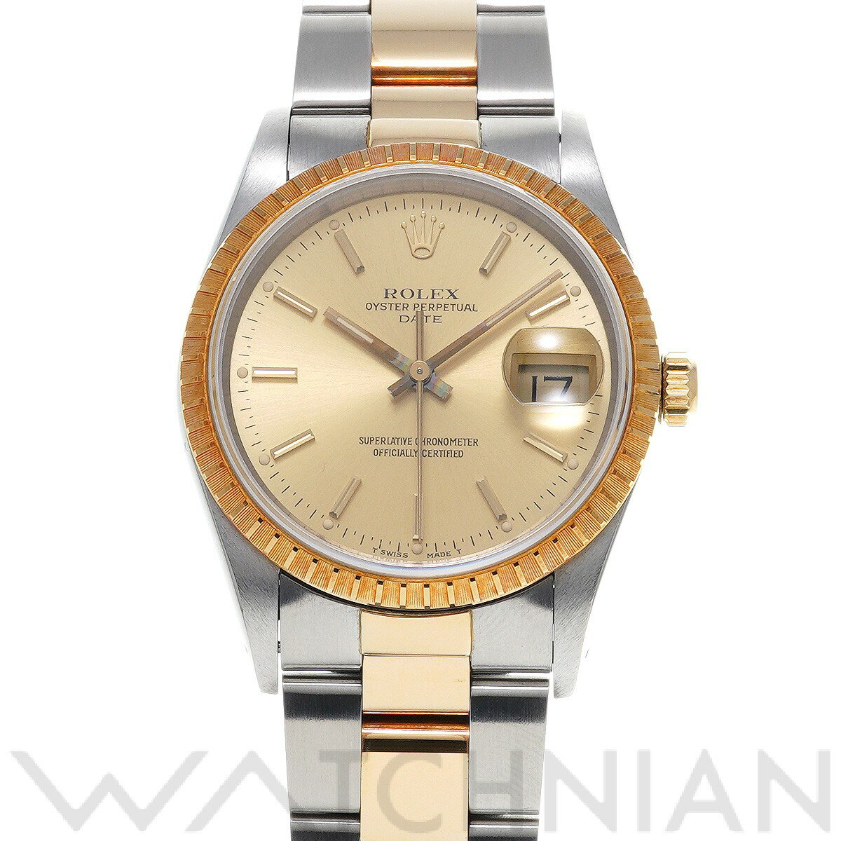 【中古】 ロレックス ROLEX オイスターパーペチュアル デイト 15223 L番(1990年頃製造) シャンパン メンズ 腕時計