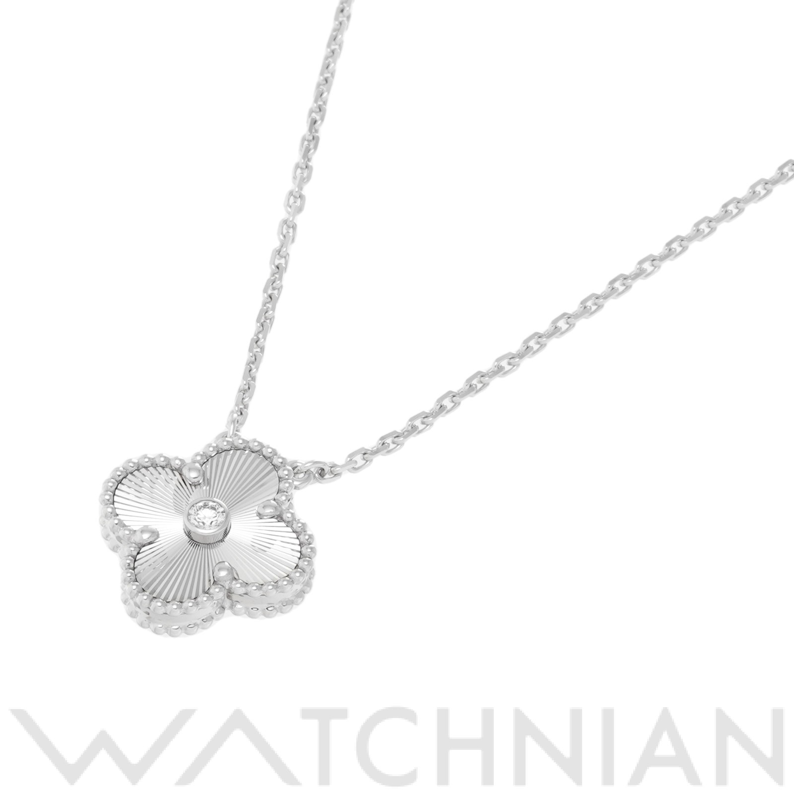【中古】 ヴァン クリーフ&アーペル Van Cleef & Arpels ヴィンテージ アルハンブラ ペンダント ネックレス VCARP6L800 K18ホワイトゴールド/ダイヤモンド レディース ネックレスのサムネイル