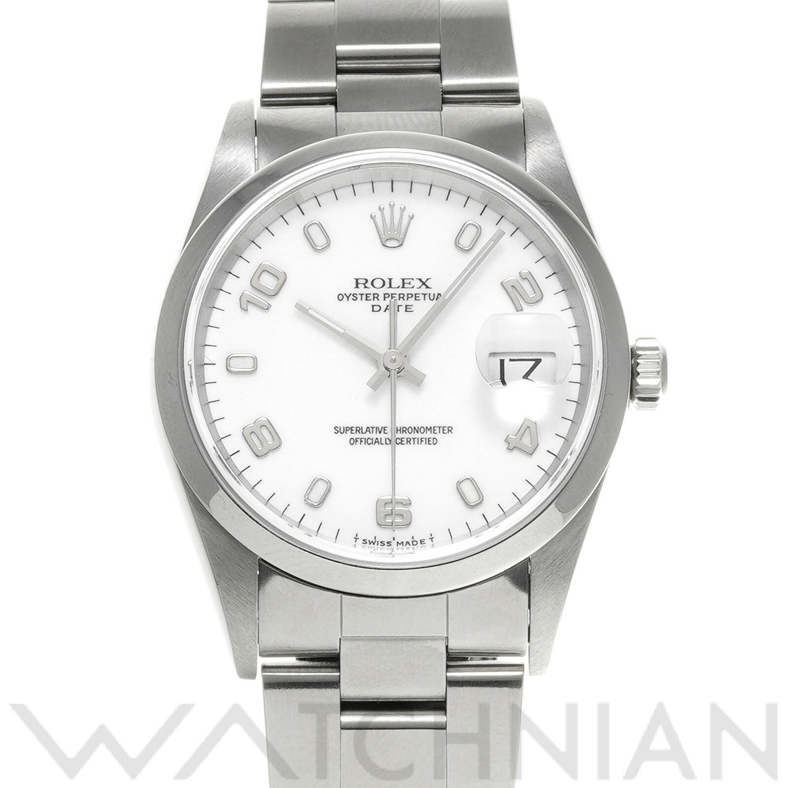 【中古】 ロレックス ROLEX オイスターパーペチュアル デイト 15200 U番(1998年頃製造) ホワイト メンズ 腕時計