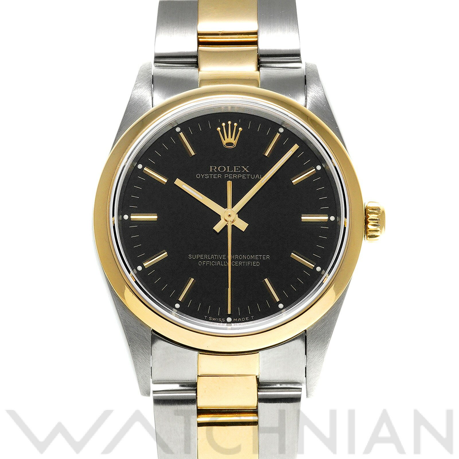 【中古】 ロレックス ROLEX オイスターパーペチュアル 14203 W番(1995年頃製造) ブラック メンズ 腕時計