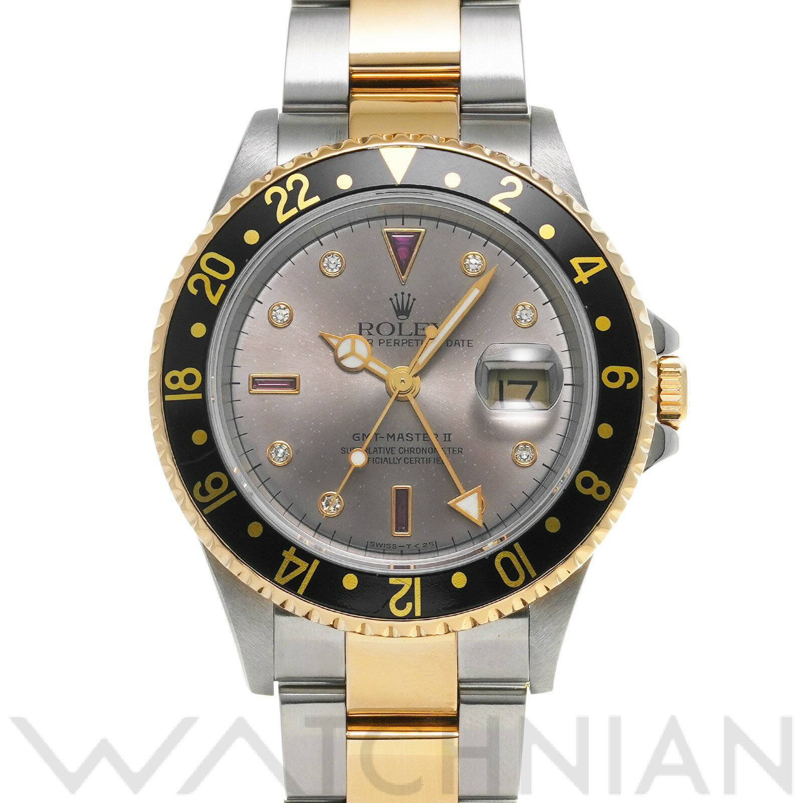 【中古】 ロレックス ROLEX GMTマスターII 16713RG D番(2005年頃製造) グレー/ダイヤモンド/ルビー メンズ 腕時計