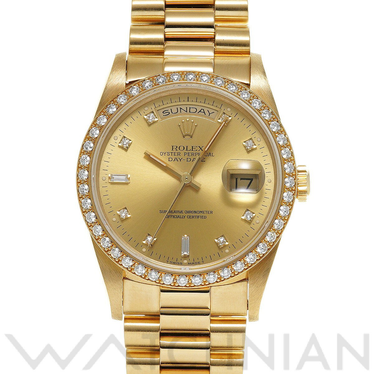 【中古】 ロレックス ROLEX デイデイト 18348A N番(1992年頃製造) シャンパン/ダイヤモンド メンズ 腕時計