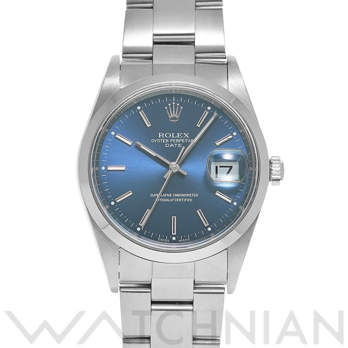 【中古】 ロレックス ROLEX オイスターパーペチュアル デイト 15200 A番(1999年頃製造) ブルー メンズ 腕時計