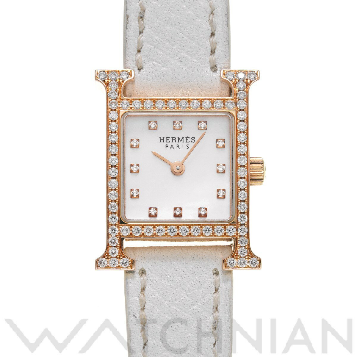 【中古】 エルメス HERMES Hウォッチ ミニ HH1.171.283/UNO ホワイトシェル/ダイヤモンド レディース 腕時計のサムネイル