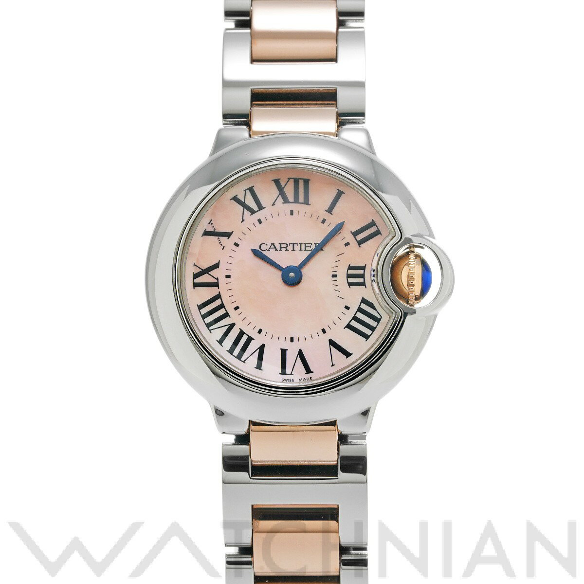 【中古】 カルティエ CARTIER バロンブルー SM W2BB0009 ピンクシェル レディース 腕時計のサムネイル