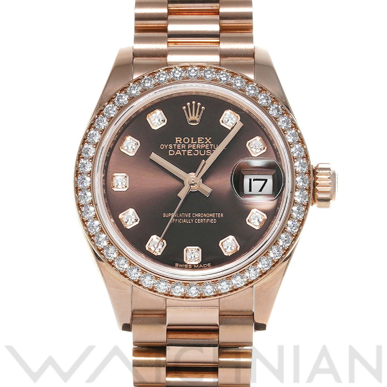 【中古】 ロレックス ROLEX レディ デイトジャスト 28 279135RBR ランダムシリアル チョコレートブラウン/ダイヤモンド レディース 腕時計