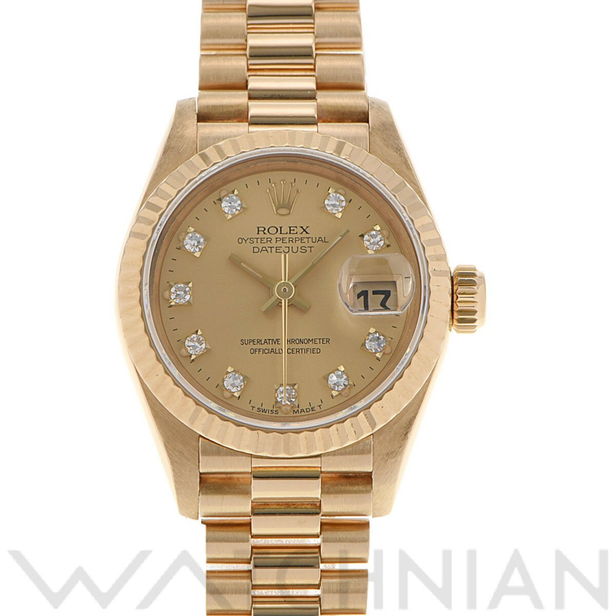 【中古】 ロレックス ROLEX デイトジャスト 69178G W番(1994頃製造) シャンパン/ダイヤモンド レディース 腕時計