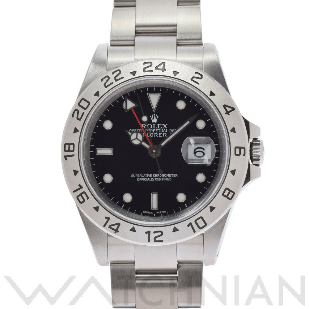 【中古】 ロレックス ROLEX エクスプローラーII 16570 P番(2000年頃製造) ブラック メンズ 腕時計