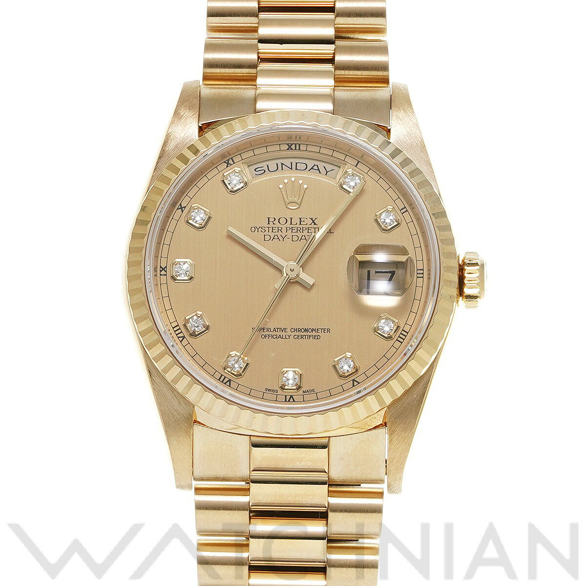 【中古】 ロレックス ROLEX デイデイト 18238G X番(1992年頃製造) シャンパン/ダイヤモンド メンズ 腕時計