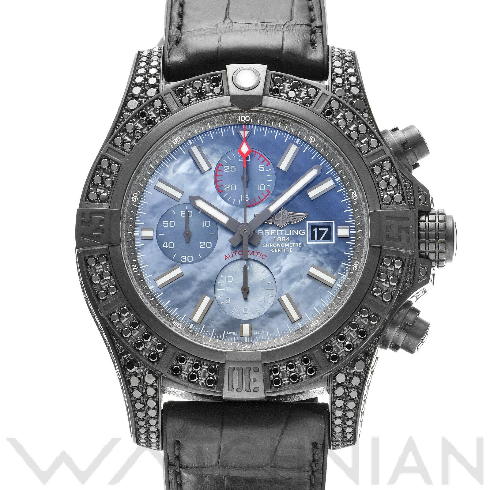 【中古】 ブライトリング BREITLING スーパーアベンジャーII ブラックスチール M13371BU/BE52 ブルーシェル メンズ 腕時計