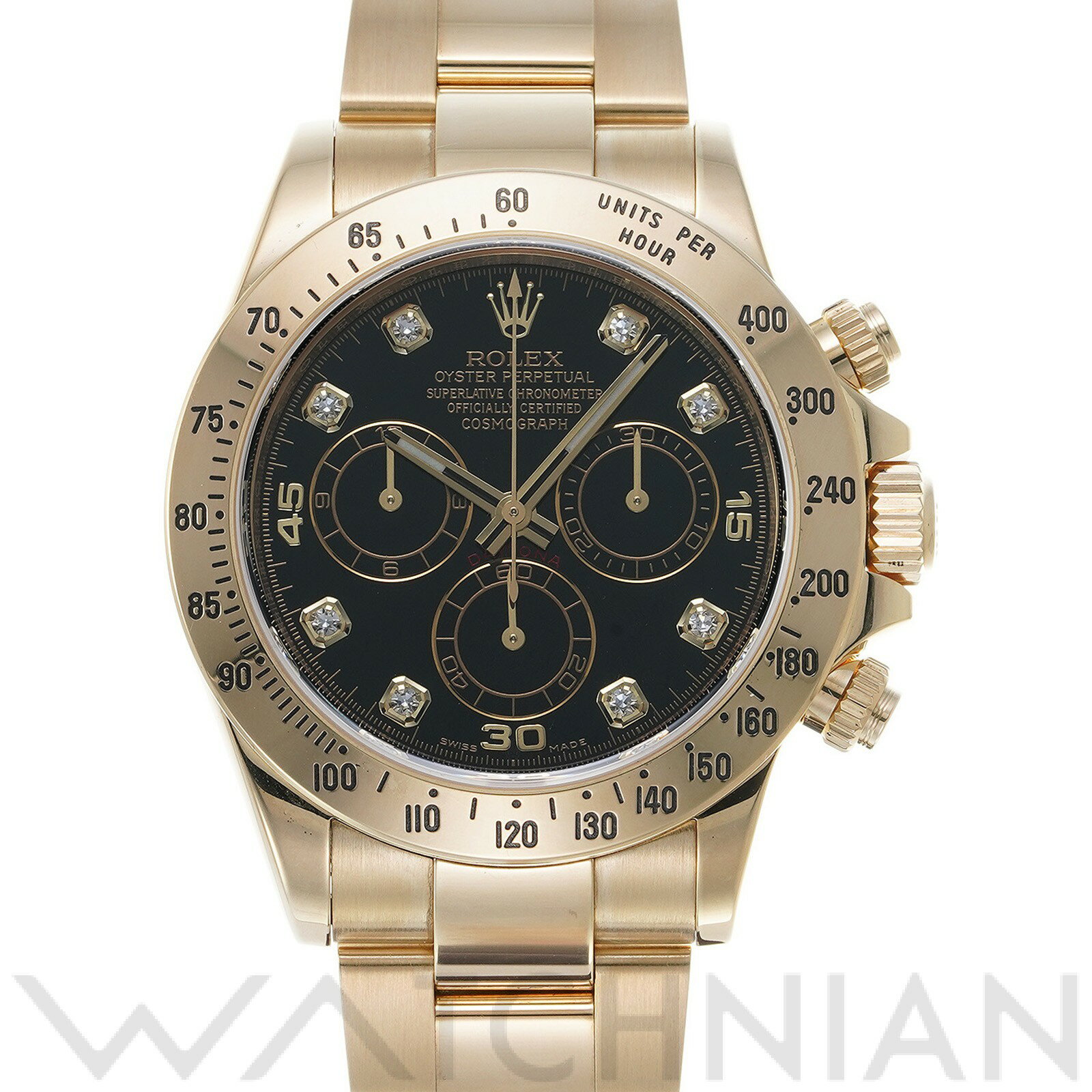 【中古】 ロレックス ROLEX コスモグラフ デイトナ 116528G ランダムシリアル ブラック/ダイヤモンド メンズ 腕時計