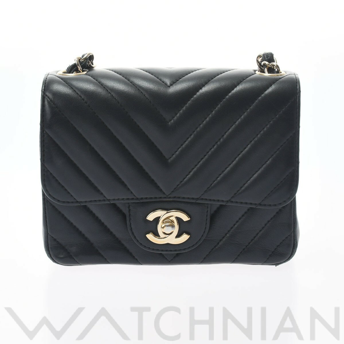 【中古】 シャネル CHANEL マトラッセ ミニフラップバッグ 17 シェブロン ブラック A35200 ラムスキン レディース ショルダーバッグのサムネイル