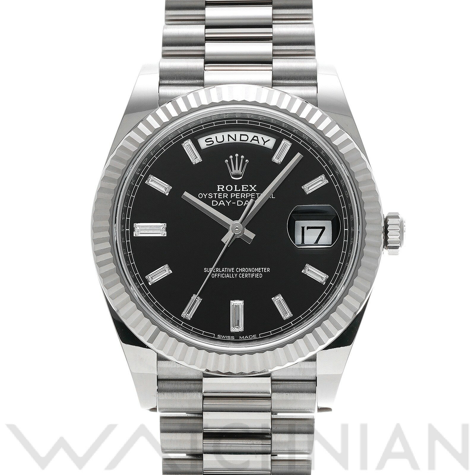 【中古】 ロレックス ROLEX デイデイト 40 228239A ランダムシリアル ブライトブラック/ダイヤモンド メンズ 腕時計