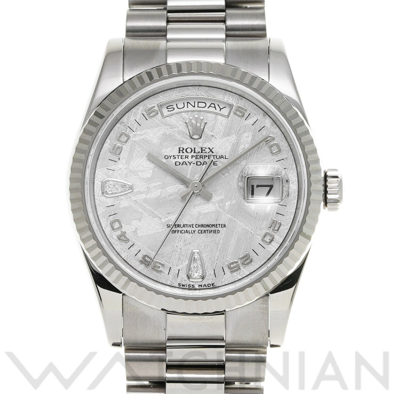 【中古】 ロレックス ROLEX デイデイト 36 118239 2BR P番(2001年頃製造) メテオライト/ダイヤモンド メンズ 腕時計