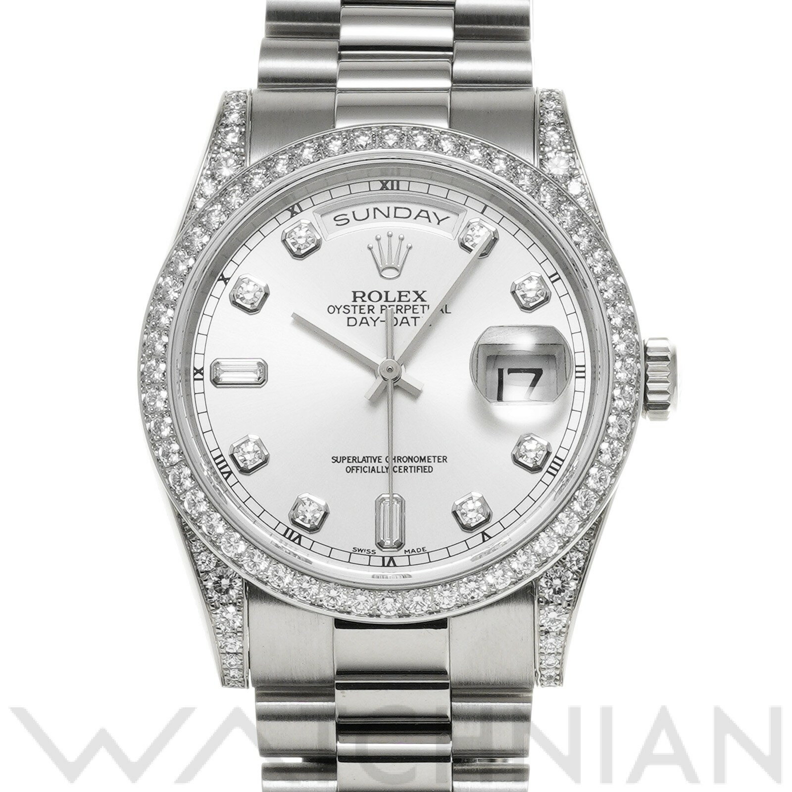 【中古】 ロレックス ROLEX デイデイト 36 118389A K番(2002年頃製造) シルバー/ダイヤモンド メンズ 腕時計