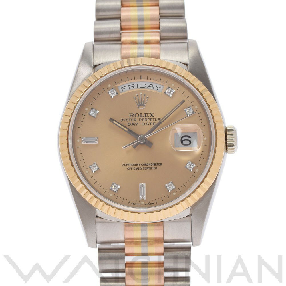 【中古】 ロレックス ROLEX デイデイト 36 トリドール 18239BIC X番(1993年頃製造) コパー/ダイヤモンド メンズ 腕時計