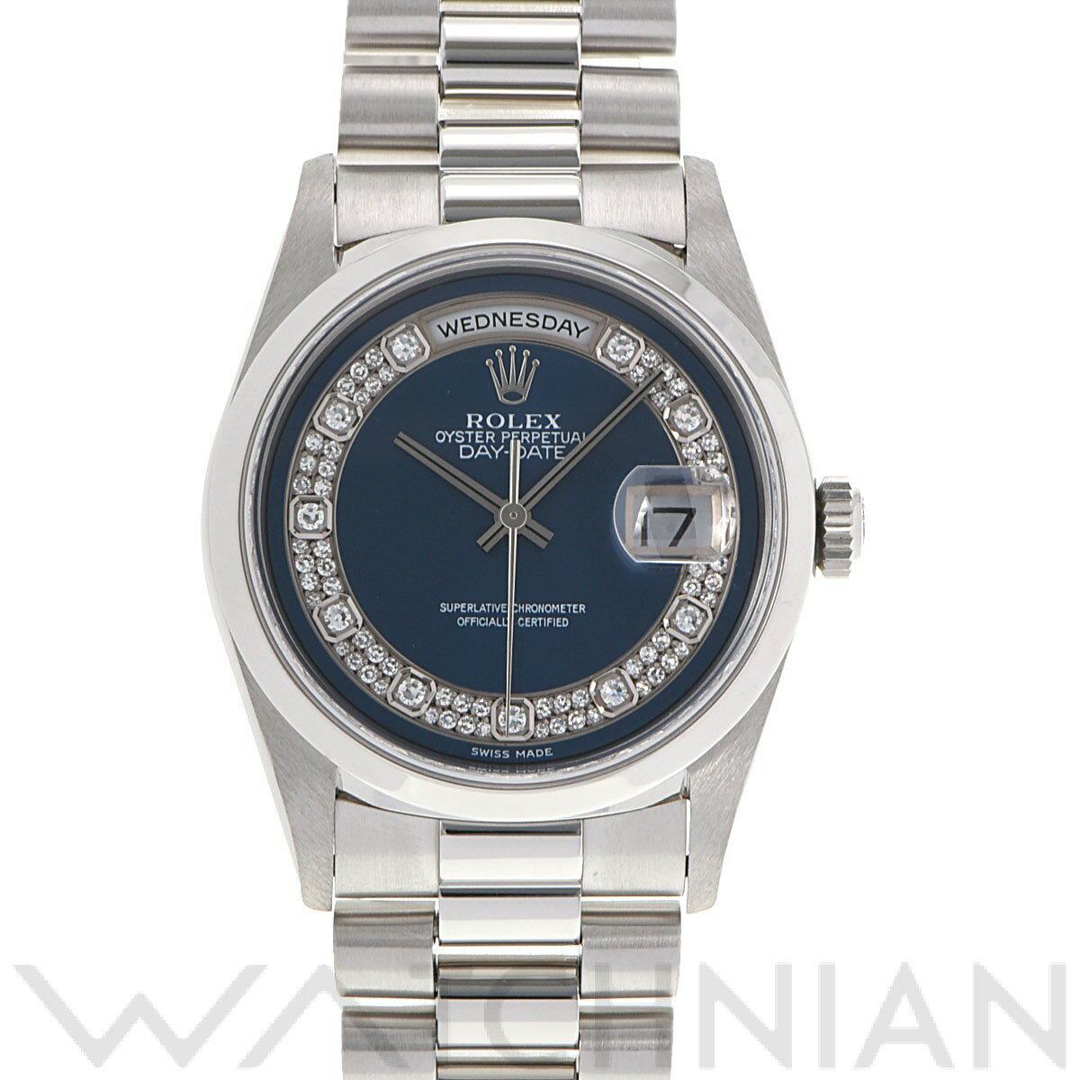 【中古】 ロレックス ROLEX デイデイト 36 18206MG A番(1999年頃製造) ブルー/ダイヤモンド メンズ 腕時計