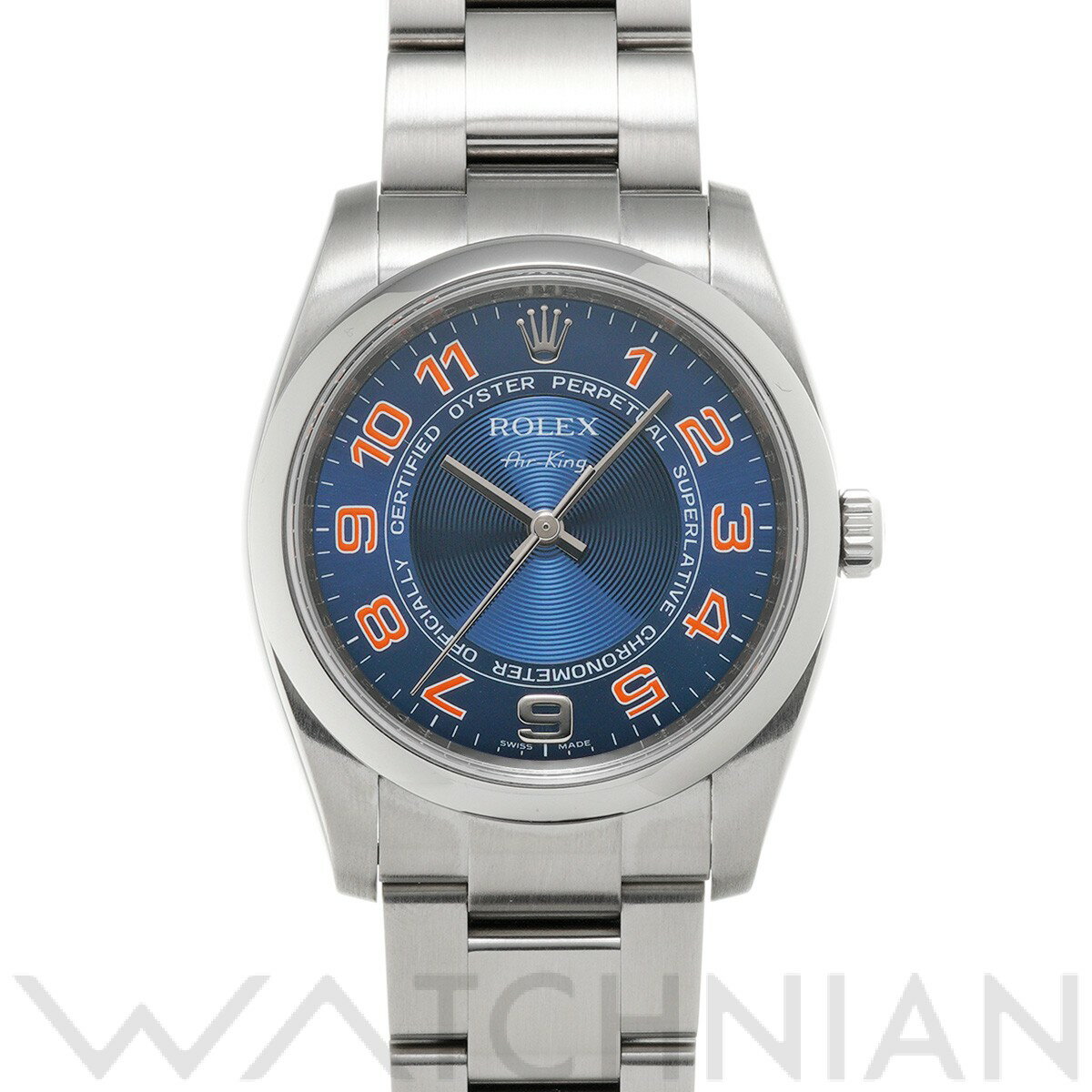 【中古】 ロレックス ROLEX エアキング 114200 M番(2008年頃製造) ブルー/コンセントリック・ピンクアラビア メンズ 腕時計