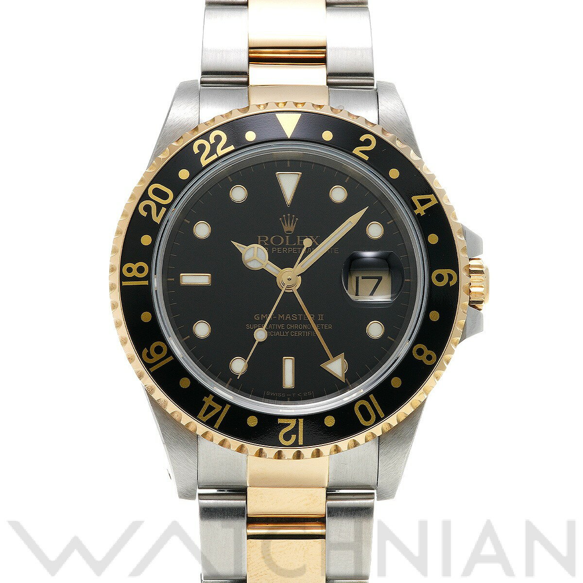 【中古】 ロレックス ROLEX GMTマスターII 16713 U番(1998年頃製造) ブラック メンズ 腕時計