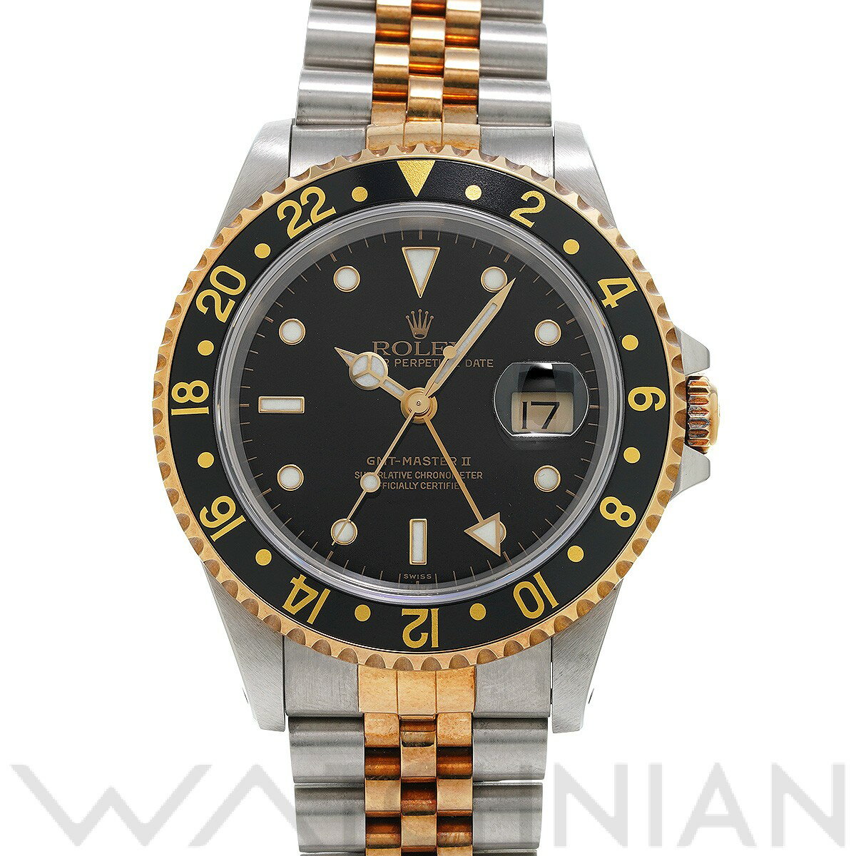 【中古】 ロレックス ROLEX GMTマスターII 16713 A番(1999年頃製造) ブラック メンズ 腕時計