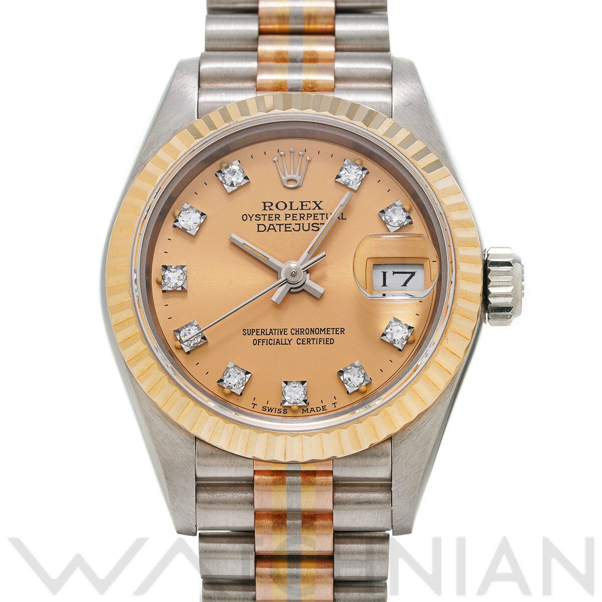 【ローン60回払い無金利】【中古】 ロレックス ROLEX デイトジャスト トリドール 69179G 89番(1985年頃製造) コパー/ダイヤモンド レディース 腕時計