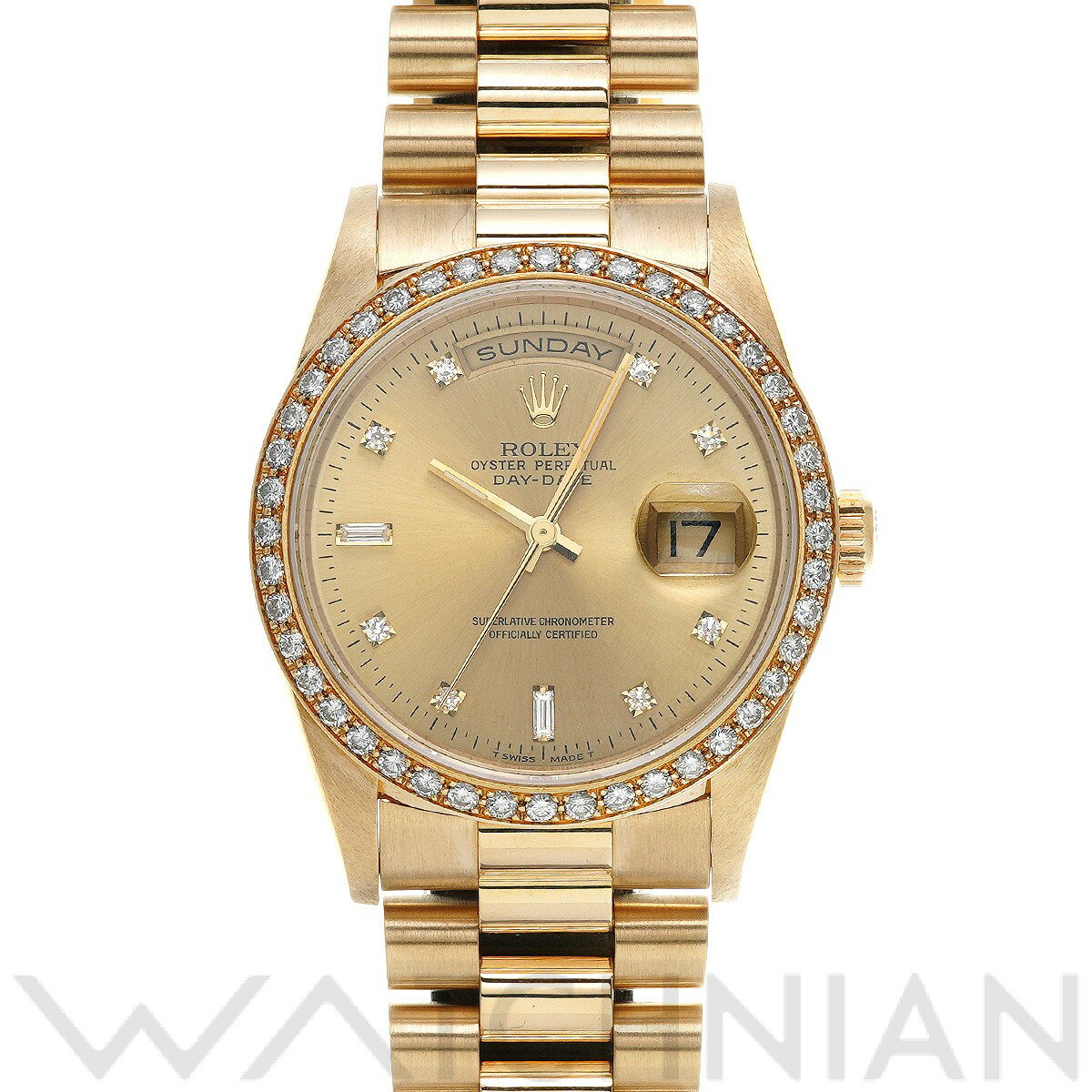 【中古】 ロレックス ROLEX デイデイト 18348A W番(1995年頃製造) シャンパン/ダイヤモンド メンズ 腕時計