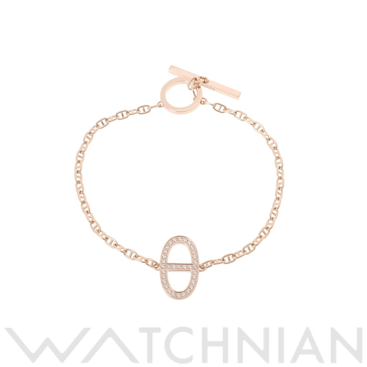 【中古】 エルメス HERMES シェーヌダンクル コントゥール H122404B SH K18ピンクゴールド/ダイヤモンド ダイヤモンド レディース ブレスレットのサムネイル
