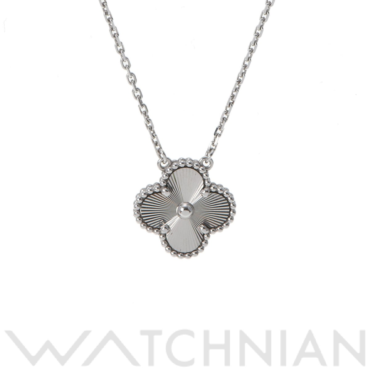 【中古】 ヴァン クリーフ&アーペル Van Cleef & Arpels ヴィンテージ アルハンブラ ギヨシェ VCARP9XG00 K18ホワイトゴールド レディース ネックレスのサムネイル