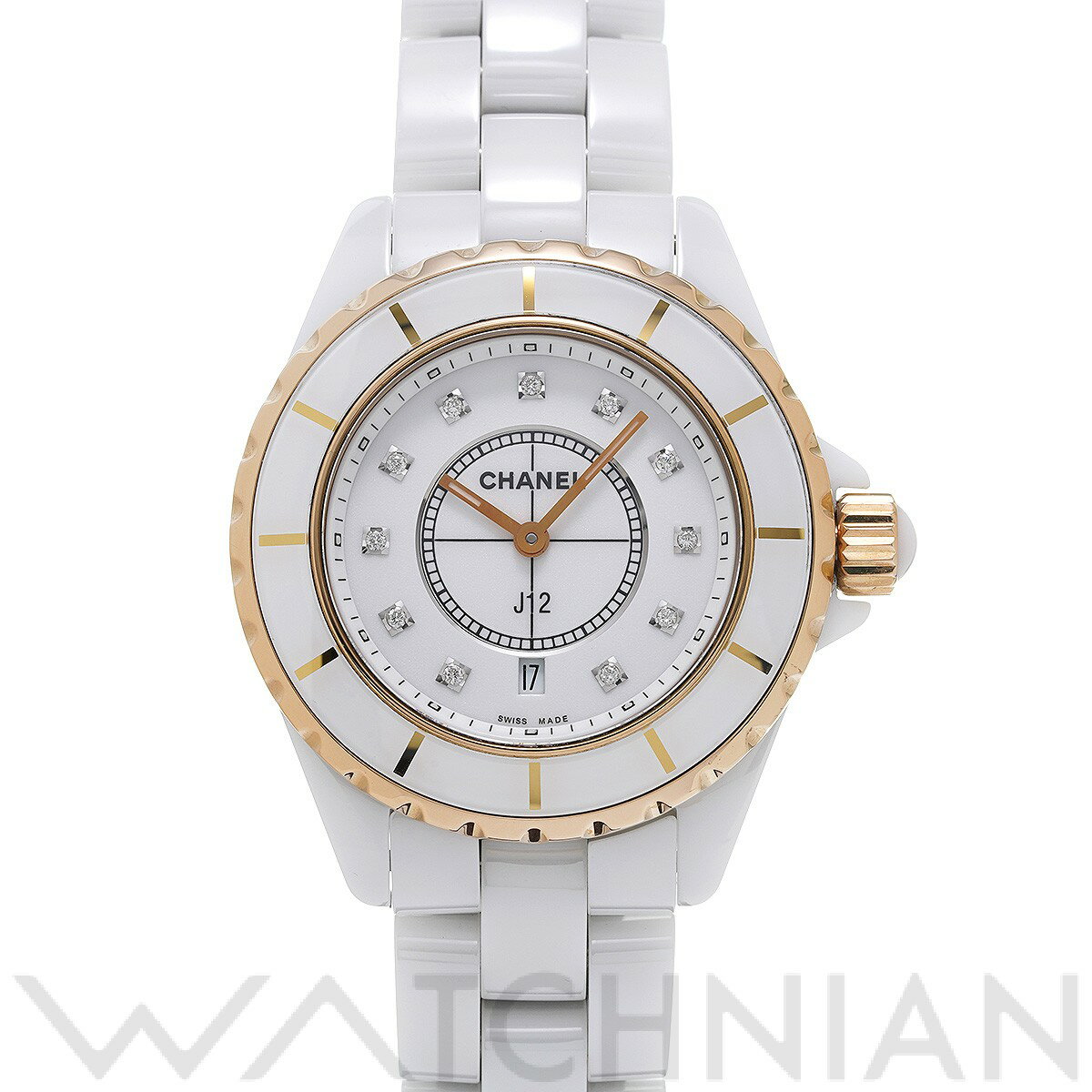 【中古】 シャネル CHANEL J12 33MM H2181 ホワイト/ダイヤモンド レディース  ...