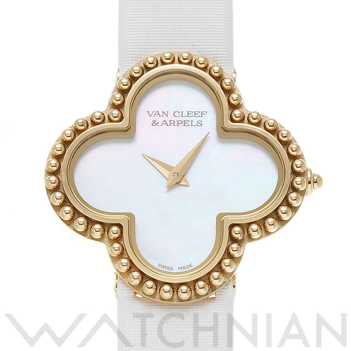 【中古】 ヴァン クリーフ&アーペル Van Cleef & Arpels アルハンブラ スモールモデル VCARD22000 ホワイトシェル レディース 腕時計のサムネイル
