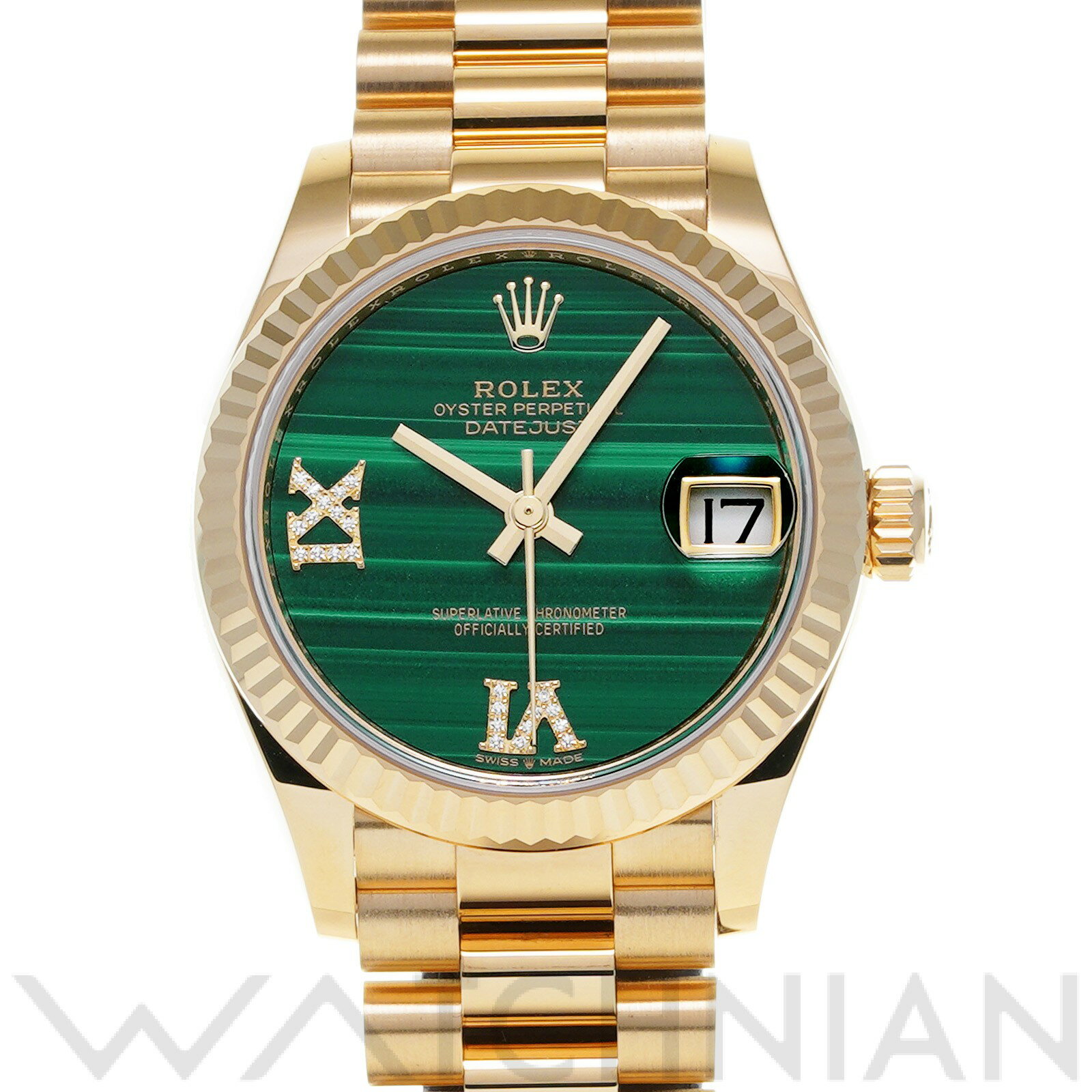 【中古】 ロレックス ROLEX デイトジャスト 31 278278 ランダムシリアル マラカイト/ダイヤモンド ユニセックス 腕時計