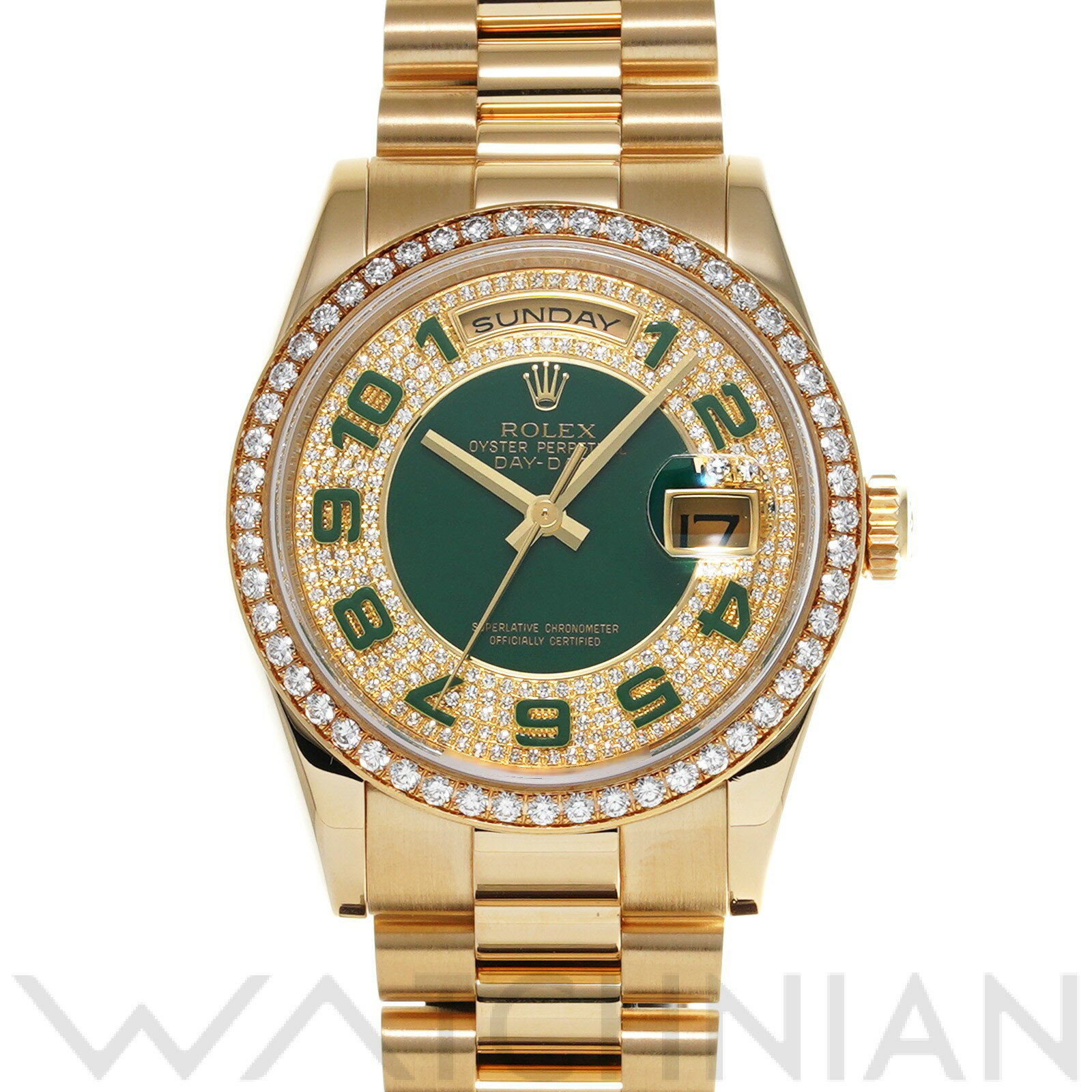 【4種選べるクーポン】【ローン60回払い無金利】【中古】 ロレックス ROLEX デイデイト 36 50th 118348ZEA Z番(2006年頃製造) グリーン/ダイヤモンド メンズ 腕時計 ロレックス 時計 高級腕時計 ブランド