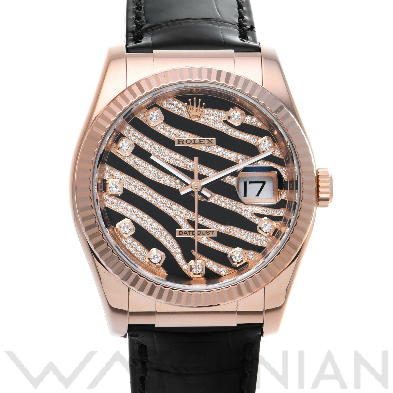 【中古】 ロレックス ROLEX デイトジャスト ゼブラ 36 116135G ランダムシリアル ブラック/ダイヤモンド メンズ 腕時計