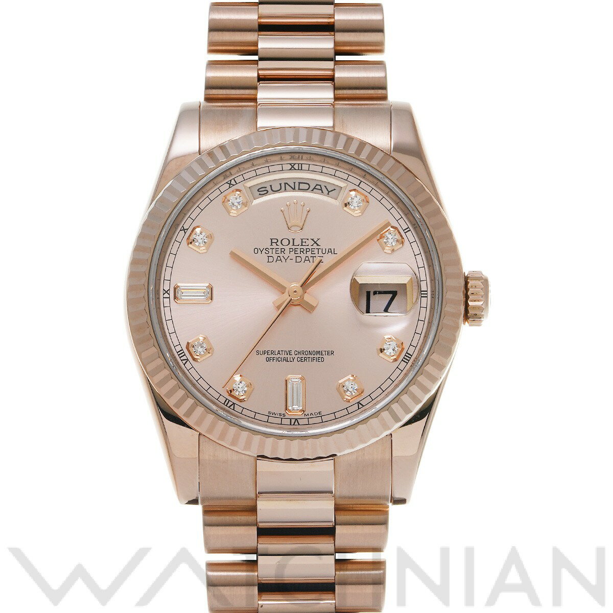 【中古】 ロレックス ROLEX デイデイト 36 118235FA G番(2010年頃製造) ピンク/ダイヤモンド メンズ 腕時計