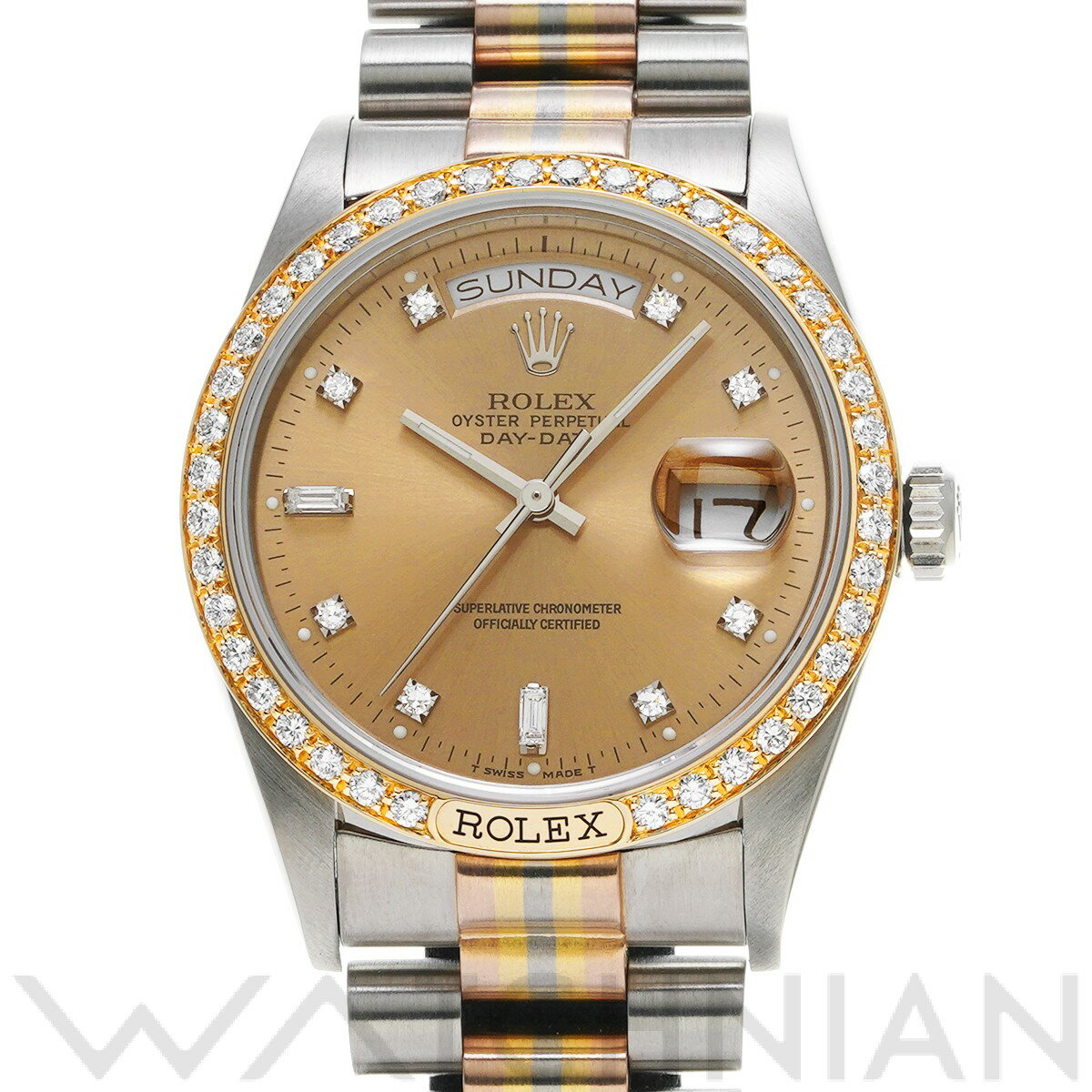 【全品ポイント2倍 5/30】【ローン60回払い無金利】【中古】 ロレックス ROLEX デイデイト トリドール 18129BIC R番(1987年頃製造) コパー/ダイヤモンド メンズ 腕時計