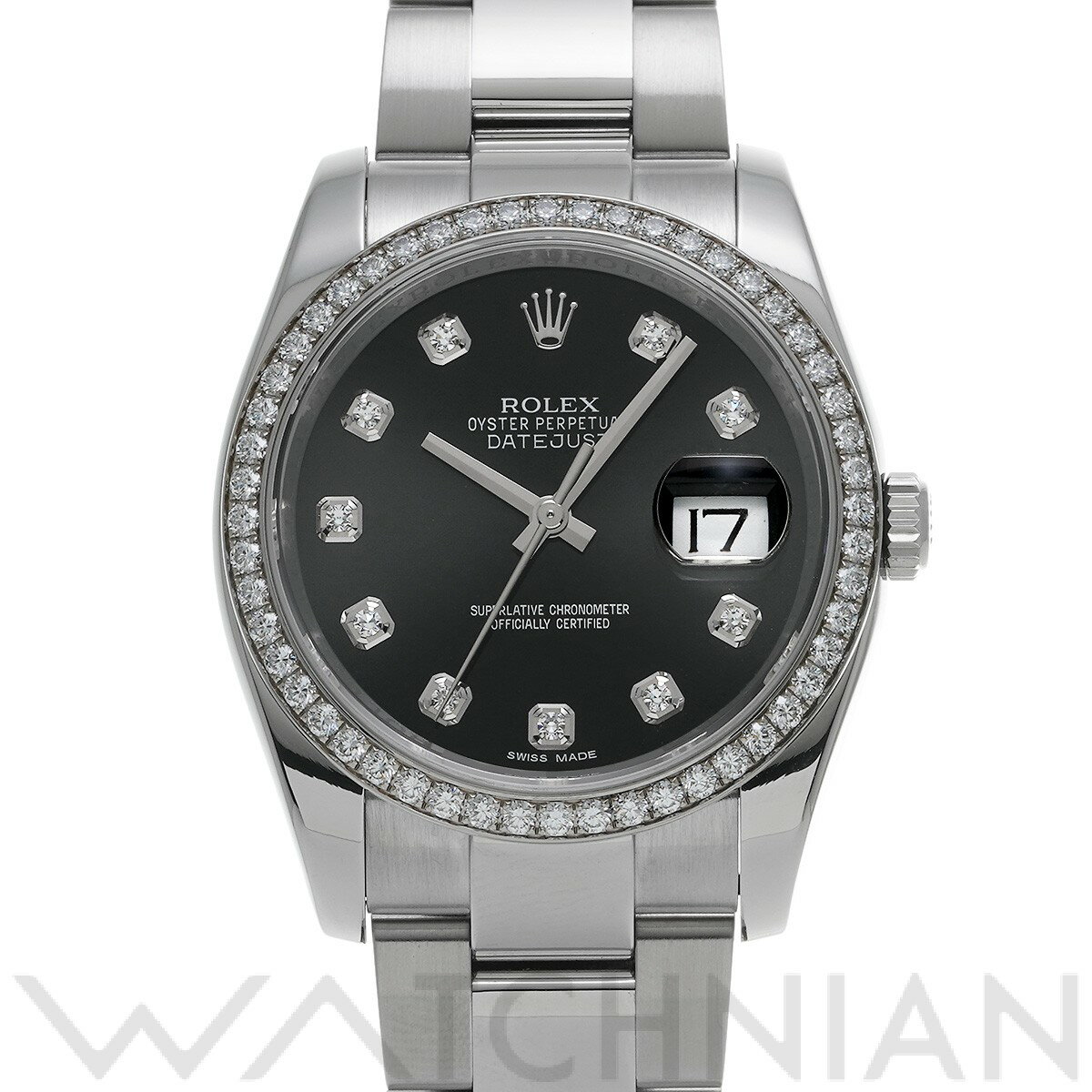 【中古】 ロレックス ROLEX デイトジャスト 36 116244G ランダムシリアル ブラック/ ...