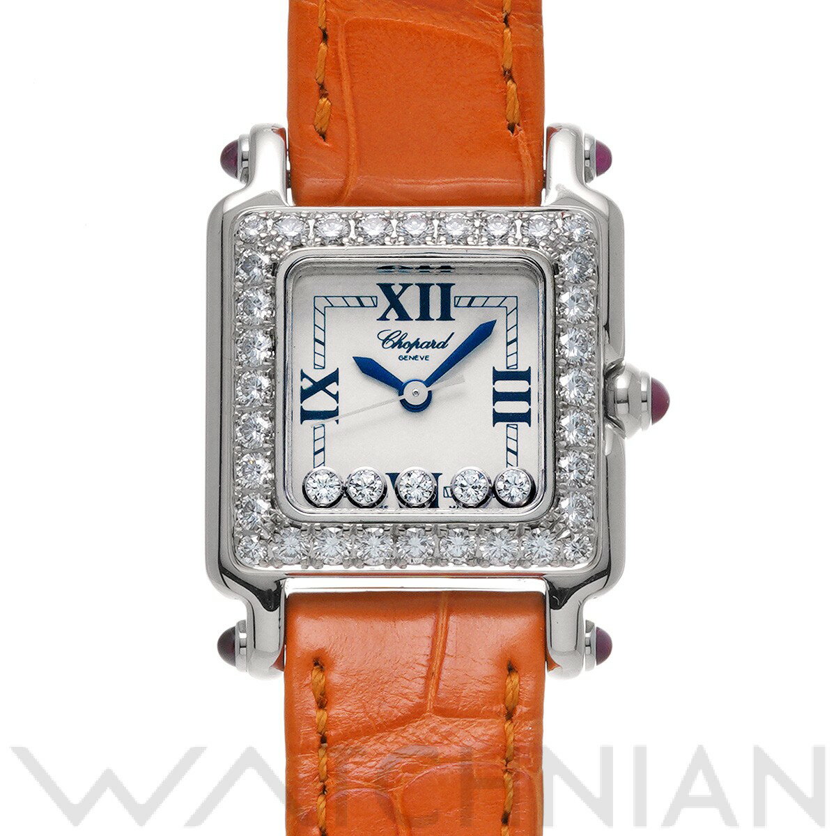 【中古】 ショパール Chopard ハッピースポーツ スクエア ミニ 278894-2003 ホワイト/ダイヤモンド レディース 腕時計