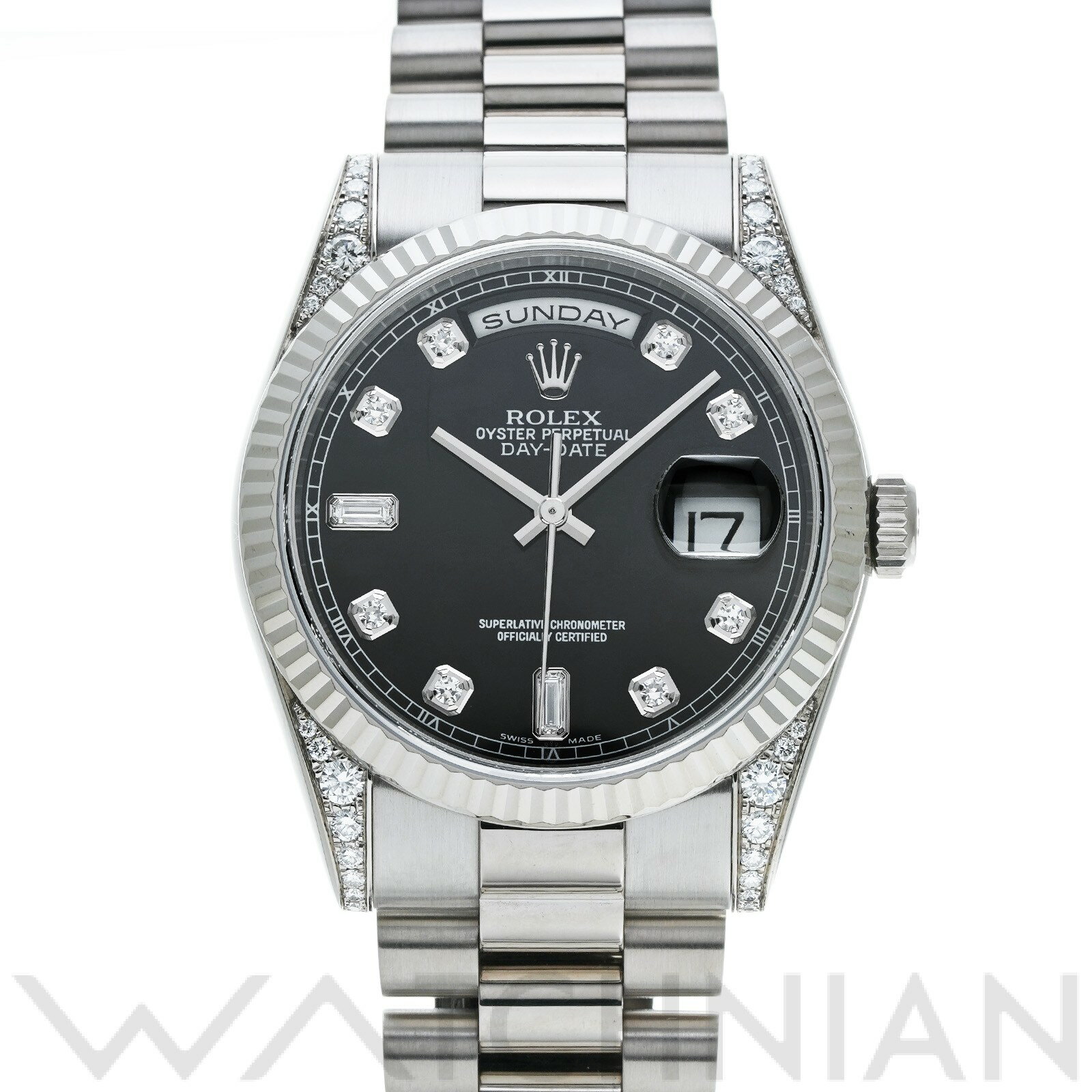 【中古】 ロレックス ROLEX デイデイト 36 118339A P番(2001年頃製造) ブラック/ダイヤモンド メンズ 腕時計